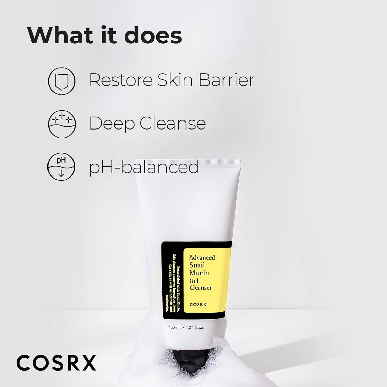 Cosrx Advanced Snail Mucin Gel Cleanser 150 Ml - THE BEAUTY HEAVEN