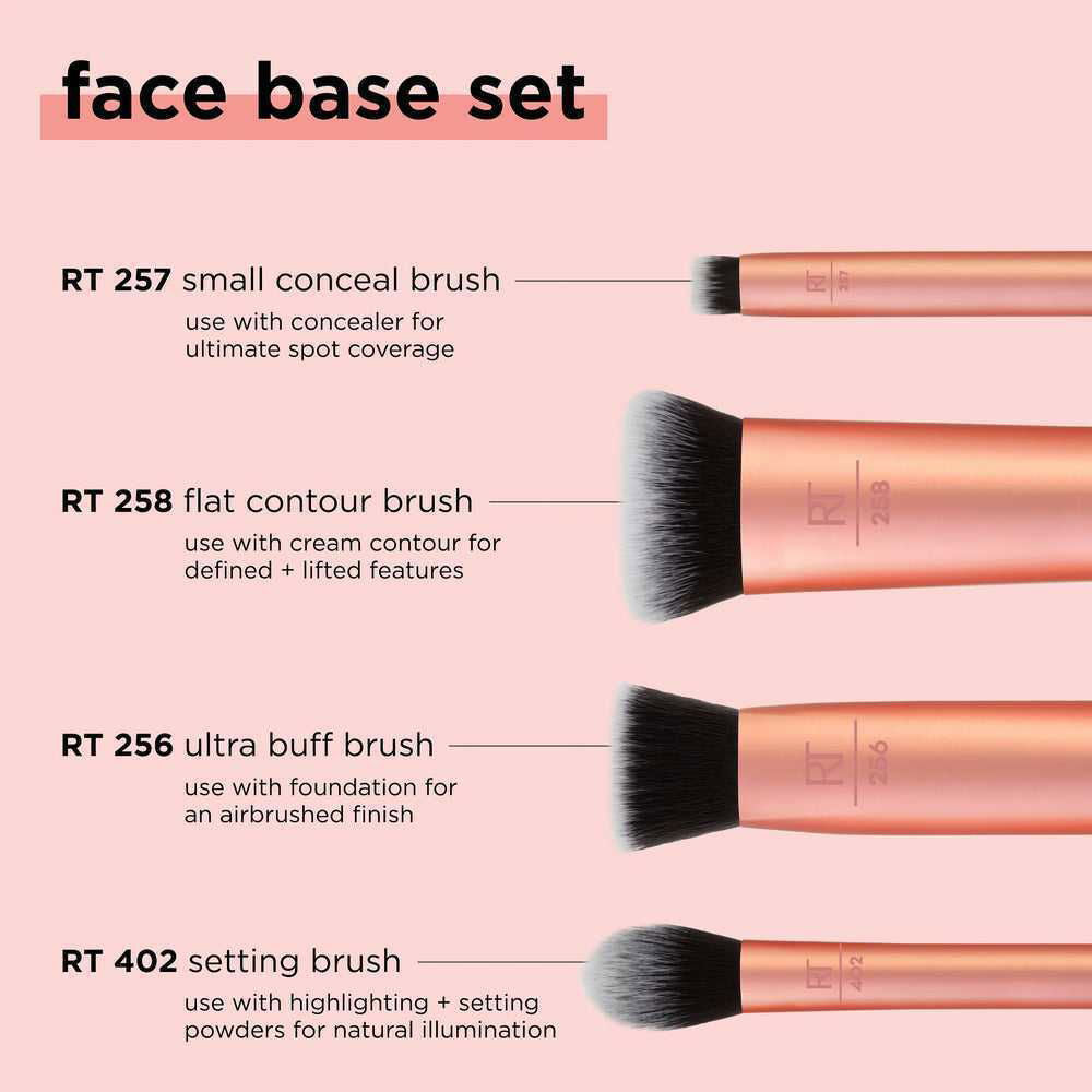 Real Techniques Face Base Makeup Brush Set - 4 Count - THE BEAUTY HEAVEN